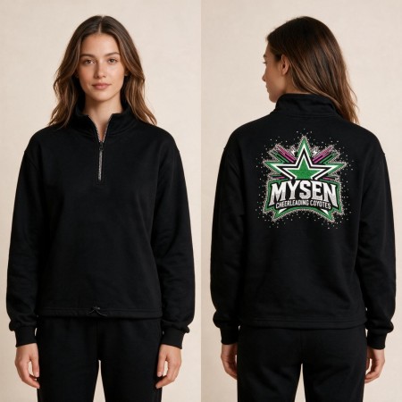 Mysen Cheerleading happy half zip m/ rhinestones 