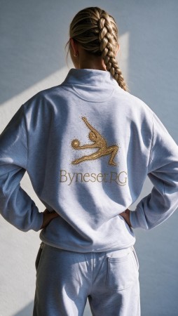 Byneset RG lysegrå happy half zip m/rhinestone logo 