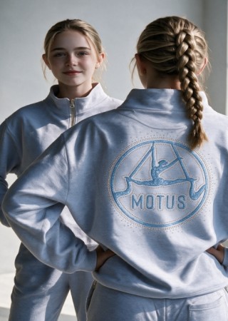 Motus happy lysegrå halfzip m/ rhinestone