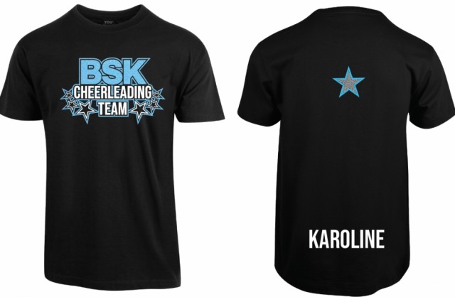 Svart klubb t-skjorte BSK Cheerleadingteam