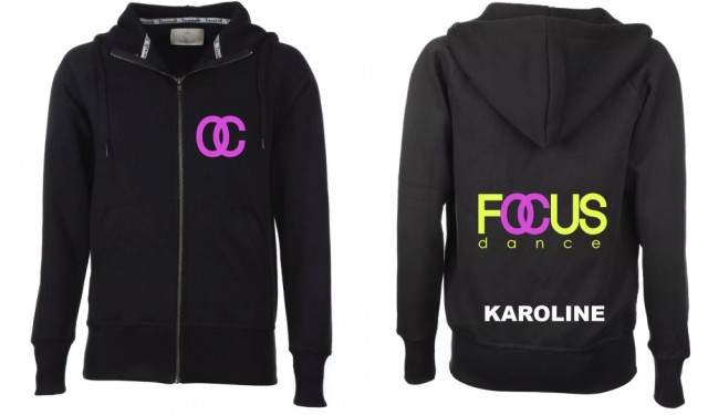 Focus dance svart hettejakke -  neonfarge